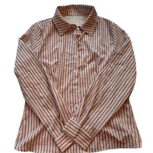 Shein Women's Striped Button-Up Shirt Size L 8/10 40/42